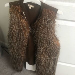 Brown feather vest